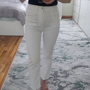 7 For All Mankind White High Rise Straight Leg Jeans Size 24